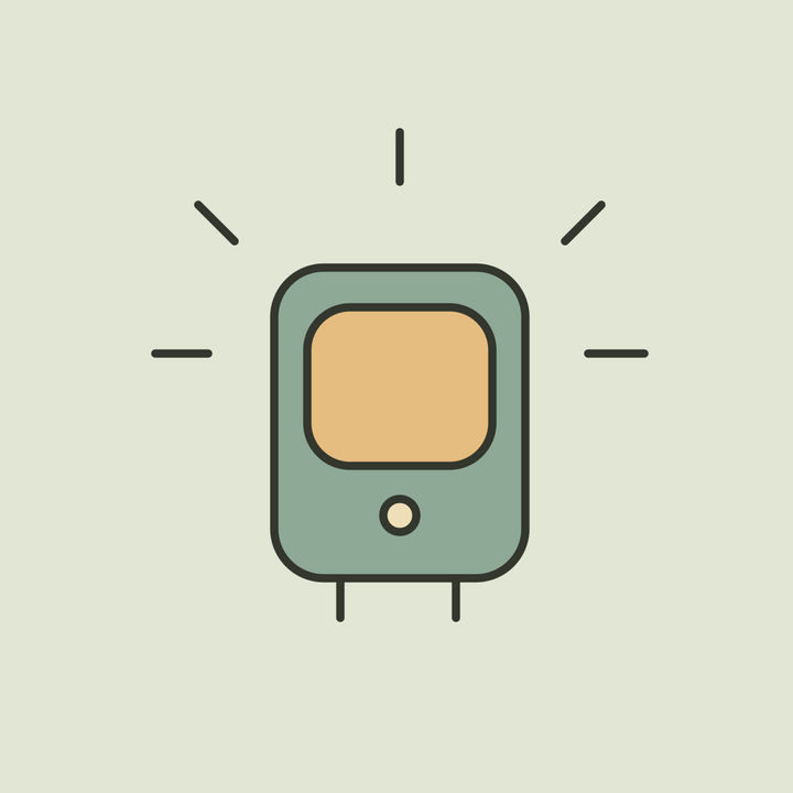 Illustration of a sage plug-in night light with a warm ochre glow.