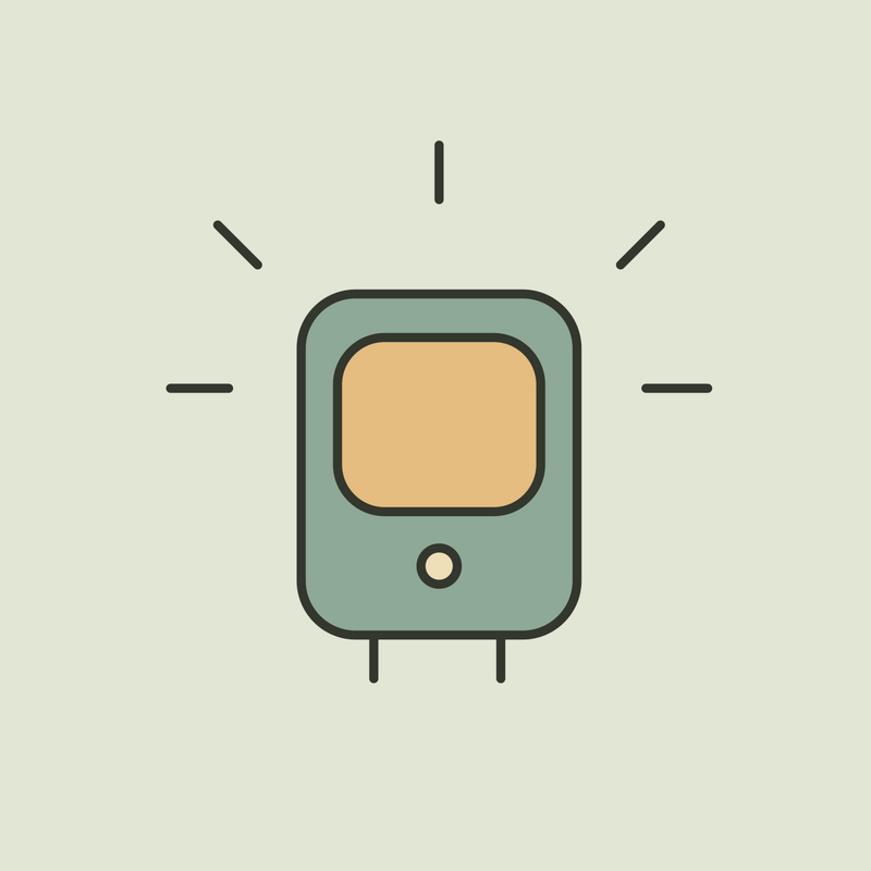 Illustration of a sage plug-in night light with a warm ochre glow.