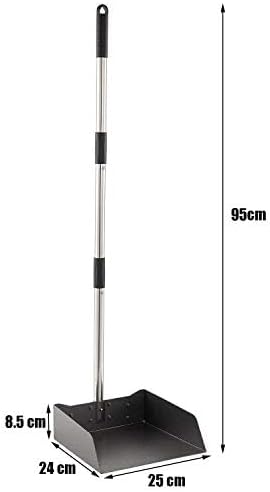 Dust Pan with Long Handle - 39”Heavy Duty Metal Dustpan | Standing Dustpan