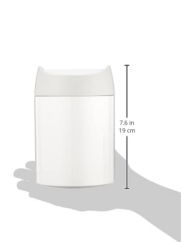 simplehuman Mini Countertop Trash Can, 1.5L / 0.4 Gallon Compact Vanity Trash Can, Balanced Swing Lid, White Steel