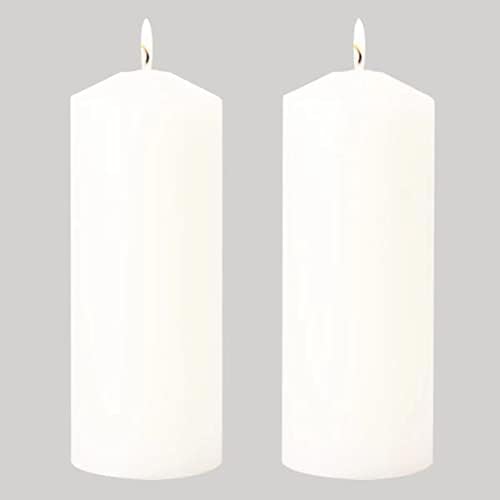 Pillar Candles Set of 2, Unscented Large White Emergency Candle, 3x8 inches Hand Poured Tall Candles Bulk, Non-Toxic Smokeless Dripless and Unscented Candles for Home Wedding Decor