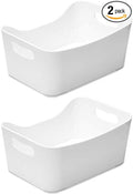 YBM HOME Storage Bins - Open Plastic Organizers and Storage Basket for Kitchen Pantry Organization, Under Sink Bathroom Storage, Toy Baskets, Food Storage Box Containers (Medium - 2 Pack, White)