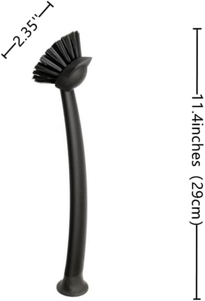 2 Pcs Scrub Brush with Handle 11'' Dish Scrubber Brush Kitchen Sink Brush Black Long Handle Dish Cleaning Brush for Kitchen Dishes Pot Sink Cleaning,Black