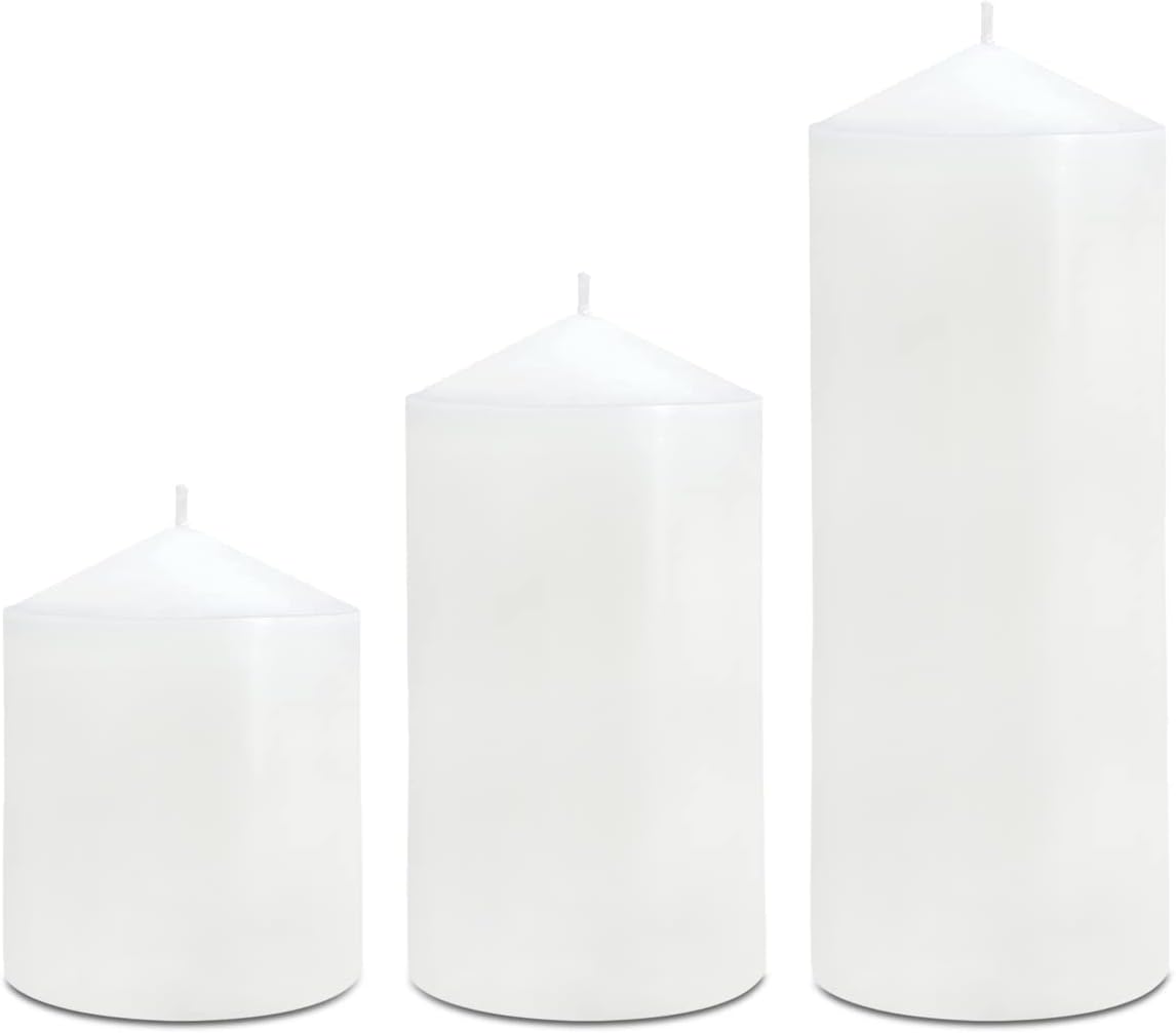 Pillar Candles 3 x 4, 6, and 8 inches, Large Handmade Candles Set of 3, Decorative Candles for Wedding, Home Decoration, Dinner, Church, Multiple Colors Available