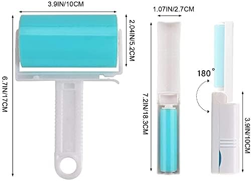 Sticky Lint Roller 6 Pack, Reusable Washable Lint Roller Pet Hair Remover Include Large and Small Size Cleaner for Clothes, Pet Hairs, Carseats