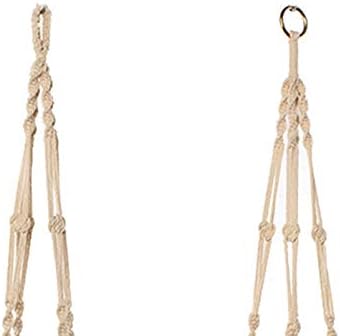Set of 2 Macrame Plant Hanger with Metal Ring Wall Hanging Planter Basket for Indoor Outdoor Flower Pot Plant Holder Wall Art Vintage-Inspired Home Decor, Cotton Rope, 4 Legs 41 inch (Model 01& 02)