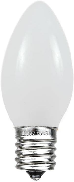 Novelty Lights 50 Pack C9 Ceramic Outdoor Christmas Replacement Bulbs, White, E17 Intermediate Base, 7 Watt