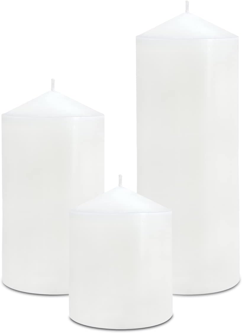 Pillar Candles 3 x 4, 6, and 8 inches, Large Handmade Candles Set of 3, Decorative Candles for Wedding, Home Decoration, Dinner, Church, Multiple Colors Available