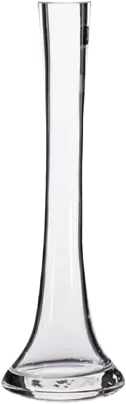 Clear Glass Bud Vase 9.8 Inch Tall Round Bottom Floral Container for Wedding Party Home Office Decor 1 Piece