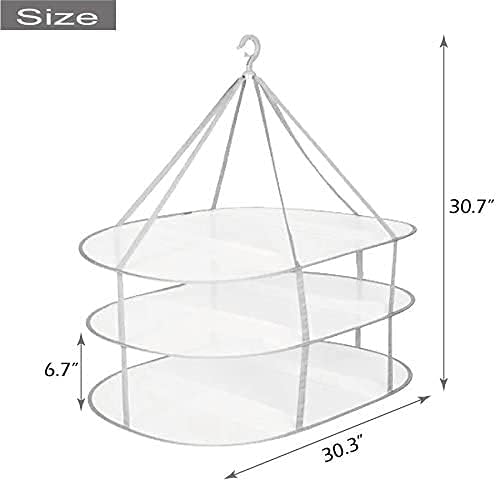 Looca 3-Tier Folded Mesh Clothes Hanging Dryer Sweater Drying Rack 30.3" L * 24.5" W*30.7" H