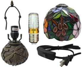 Tiffany Table Lamp 3-Way Stained Glass Style Bedside Reading Lamp Village Bedroom Nightstand Light 12inch Tall Office Home Decor Retro Unique Accent Lamp (Grapes Leaves)