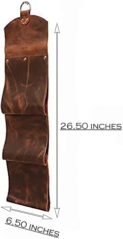 3 Bottle Wall Mounted Wine Rack. Space Saving Wine Rack, Leather Wall Wine Rack for Unique Wine Gifts for Wine Lovers. Wine Bottle Holder Doubles up as Leather Magazine Rack…