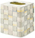MACKENZIE-CHILDS Tissue-Box Cover, Gray-and-White Sterling Check, Square