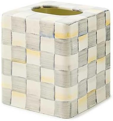 MACKENZIE-CHILDS Tissue-Box Cover, Gray-and-White Sterling Check, Square