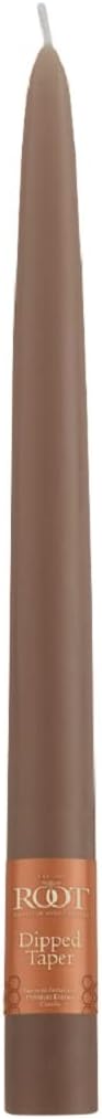 Root Candles Unscented Dinner Candles Premium Beeswax Blend Boxed Candle Set - Hand-Dipped Tapers, 9-Inch, Portobello, 12-Count
