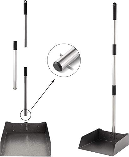 Dust Pan with Long Handle - 39”Heavy Duty Metal Dustpan | Standing Dustpan