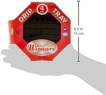 Winco 6" Black Plastic Drip Tray Octagonal (Set of 4)