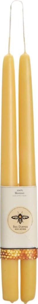 Big Dipper Wax Works 100% Beeswax Taper Candles, 12 in, 2 Pack, Natural