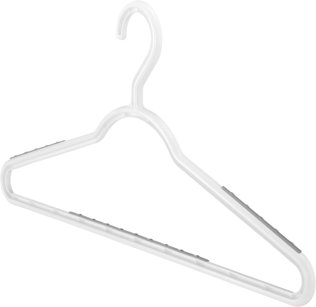 Whitmor Non Slip Hangers, Slim Plastic Clothes Hangers, 10-Pack, Gray