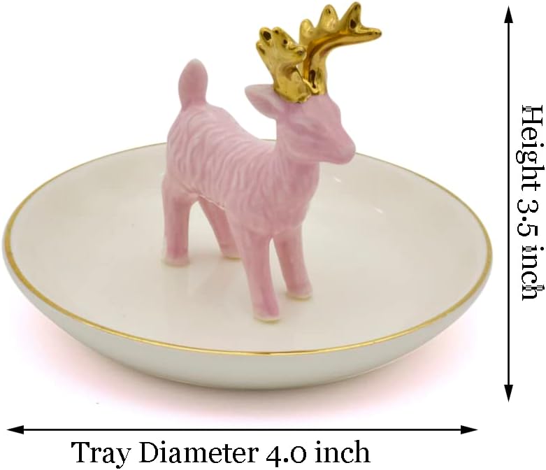 Deer Jewelry Tray Ring Dish Holder, Plated Gold Antler Jewelry Stand With Tray Display Organizer, Jewelry Hanger Rack for Hanging Necklaces, Rings, Earrings, Bracelet Best Gifts.