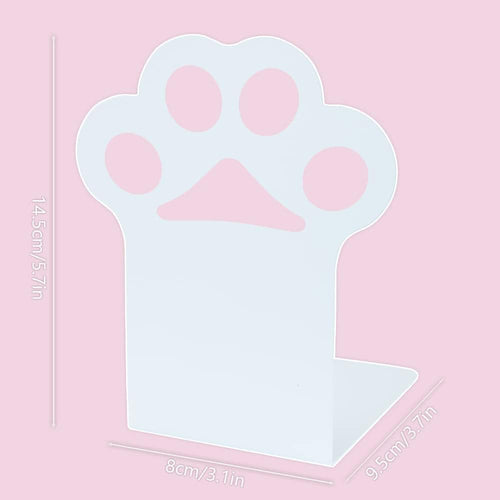 1 Pair Cat Paw Bookends for Shelves, Kids Cute Metal Cat Kitten Thickening Book End Animal Book Organizer for Desk Library School Office Home Decor