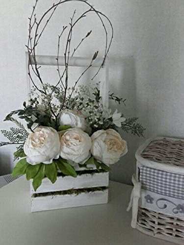 Silk Peony Bouquet Vintage Artificial Peonies Flower for Home Wedding Party Decor (1pcs, White)