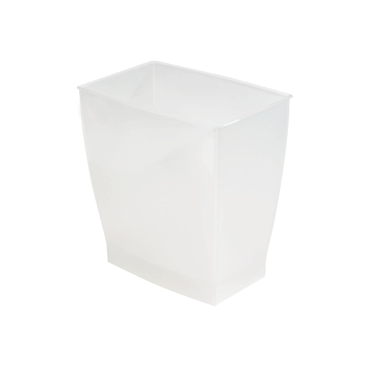 iDesign Small Plastic Bathroom Trash Can, Slim Rectangle, 2-Pack, Frost
