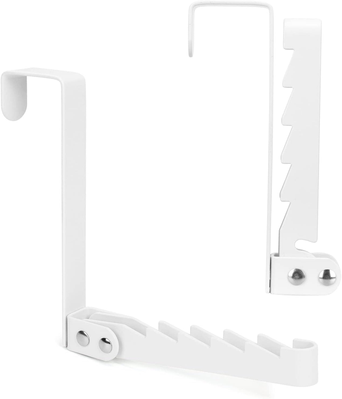FYY Over the Door Hooks Hanger, 1 Pack Collapsible Folding Over The Door Organizer Rack Space Saving Hanging Storage Hanger for Clothes, Coats, Towels for Bedroom Bathroom White-1PCS 6.02 inch