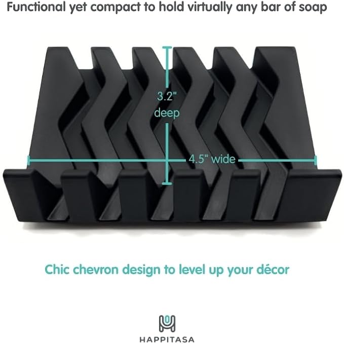Silicone Draining Soap Dish, Sloped Angled Design, Chevron Pattern, Universal Fit, Extra Thick (Vanilla Cream, 4.5"x3.2")