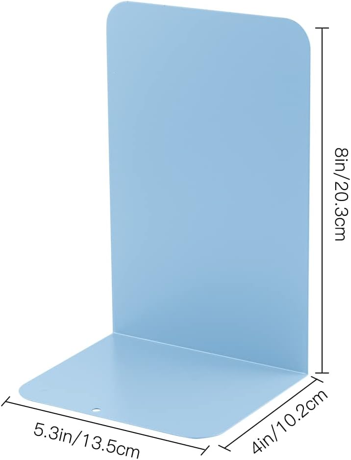 MSDADA Bookends, Book Ends for Book Shelves, Book Ends for Heavy Books,Metal Bookend Supports, Modern Minimalist Style Bookend, Light Blue(4Pairs)