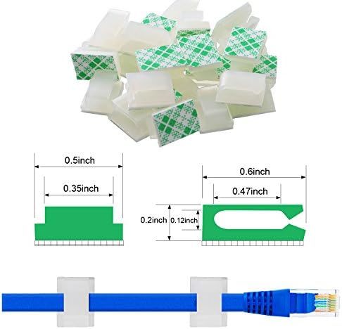 Hicarer 100 Pcs Adhesive Cable Clips Cord Holder, Large, White