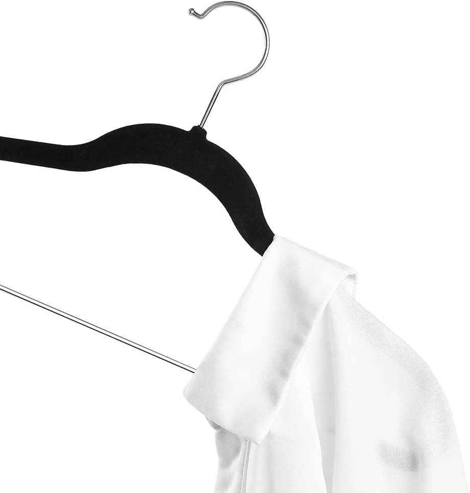 TIMMY 30 Pack Velvet Pants Hangers with Adjustable Clips, Black, Non-Slip