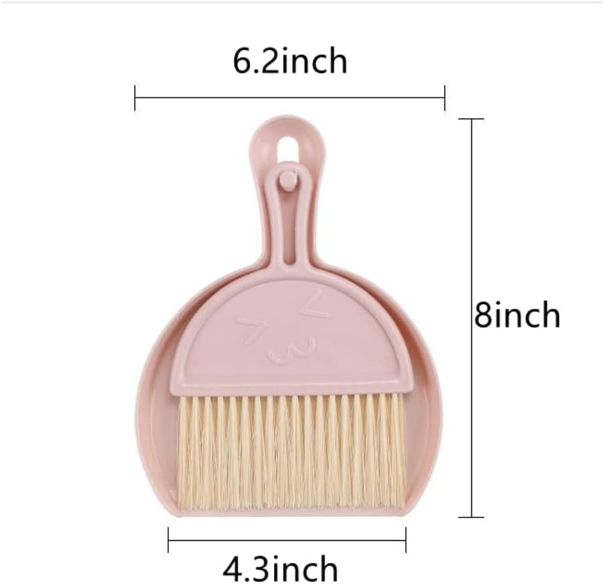 Small Broom and Dustpan Set for Home, Mini Clean Brush with Dust Pans Cute Hand Broom Brush Dust Pan with Hanger Hole, Small Cleaning Brush Set for Desktop Computer Table Keyboard (3PCS)