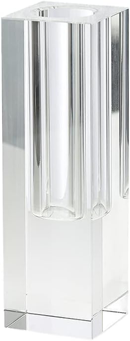 Serene Spaces Living Small Modern Crystal Square Bud Vase, Decorative Single Flower Vase for Wedding Centerpieces, Events, Parties, Home Décor Accents, Measures 5" Tall, 1.5" Long, 1.5" Wide