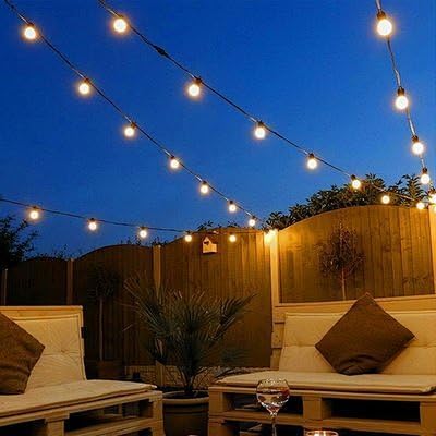 Outdoor String Light 50FT Patio Black with 52 Shatterproof G40 LED Clear Globe Bulbs for Indoor/Outdoor, Connectable Hanging Lights for Backyard Balcony Party Decor
