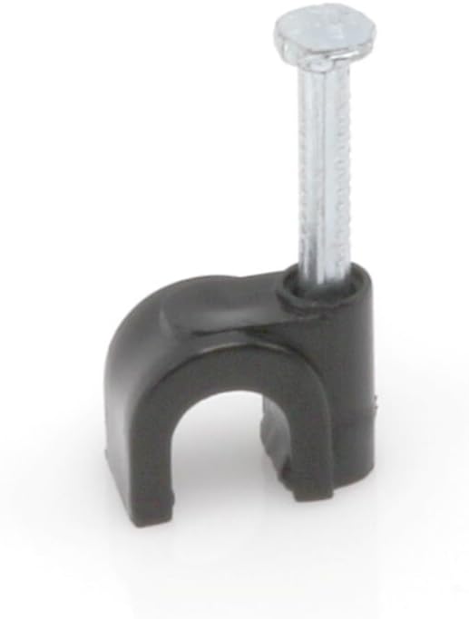 THE CIMPLE CO Single Coaxial Cable Clips 1/4 in - Indoor/Outdoor Cable Fasteners for Coax, Ethernet, CAT, Wires, and Tubing - Wire Clips with Nails 1/4 Inch (6mm) - 50 PCS, Black