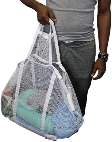 Large Soft Nylon Mesh Laundry Basket with Handles Portable and Collapsible For Dirty and Clean Laundry Home Travel College Dorm Also Ideal For Toys and Sporting Goods (Pack of 2)