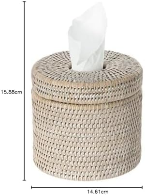 KOUBOO La Jolla Rattan Toilet Paper Holder with Lid, White Wash, Bathroom