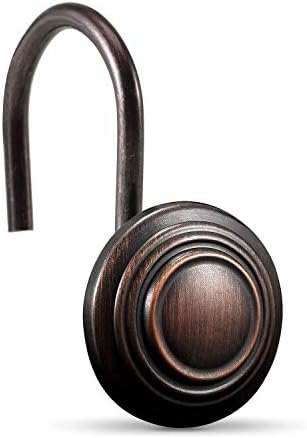 CHICTIE Bronze Shower Curtain Hooks - Oil Rubbed,Set of 12 Circle Decorative Shower Curtain Rings,Metal Rustproof Shower Curtain Hooks for Bathroom(Oil-Rubbed Bronze)