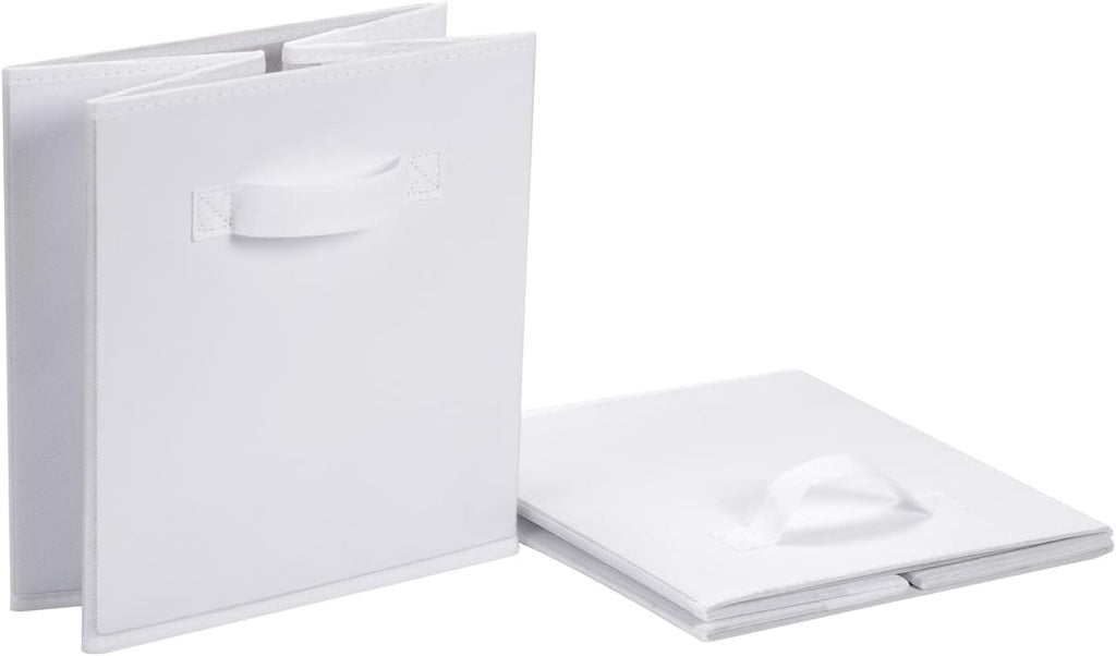 Amazon Basics Collapsible Fabric Storage Cubes Organizer with Handles,Sturdy,White,10.5-x-10.5-x-11-inch,6 Count (Pack of 5)