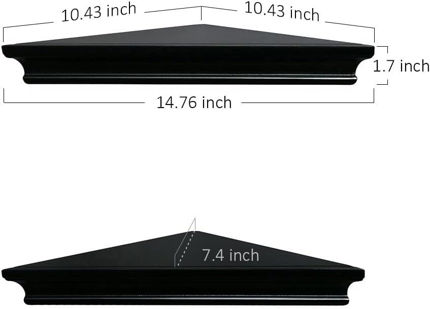 AHDECOR Black Floating Corner Shelves, Elegant Wall-Mounted Corner Shelf for Decorative Display and Storage in Any Room, Set of 2