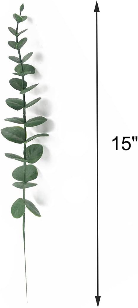 Tinsow 5 Pcs Artificial Eucalyptus Leaves Faux Eucalyptus Stems