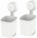 LEVERLOC Powerful Suction Cup Toothbrush Holders for Bathroom 2Pack, White