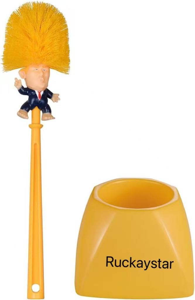 Creative Gift Spoof President Toilet Brush and Holder Set
