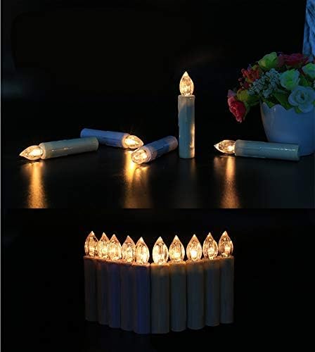 LED Flameless Taper Candles with Remote Control and Removable Clips,Flickering 4 Inches Birthday Candles,Set of 10 Warm White Candle for Christmas, Chandelier, Mini Wedding Taper Candles
