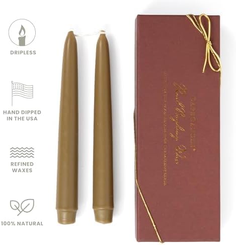 Cape Candle Real Bayberry Taper Candles 10", Hand Dipped, Gift Box Pair