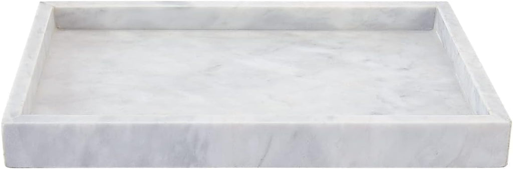 12 x 8 inch Real Natural Marble Vanity Tray, Genuine Marble Storage Tray for Cosmetics/Jewelry, Non-Resin/Non-Ceramic, Dresser Organizer Tray, Bathroom Tray, Home Decor, Kitchen, Coffee Table
