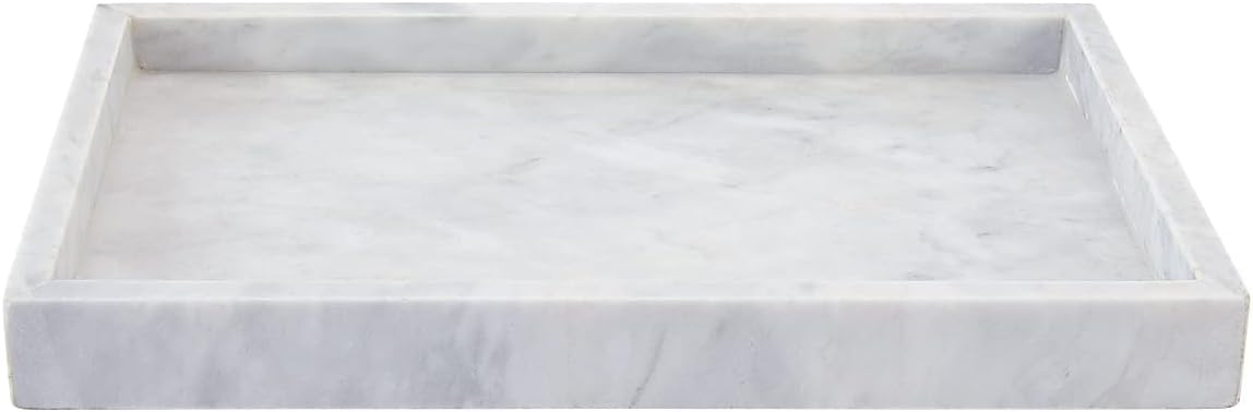 12 x 8 inch Real Natural Marble Vanity Tray, Genuine Marble Storage Tray for Cosmetics/Jewelry, Non-Resin/Non-Ceramic, Dresser Organizer Tray, Bathroom Tray, Home Decor, Kitchen, Coffee Table
