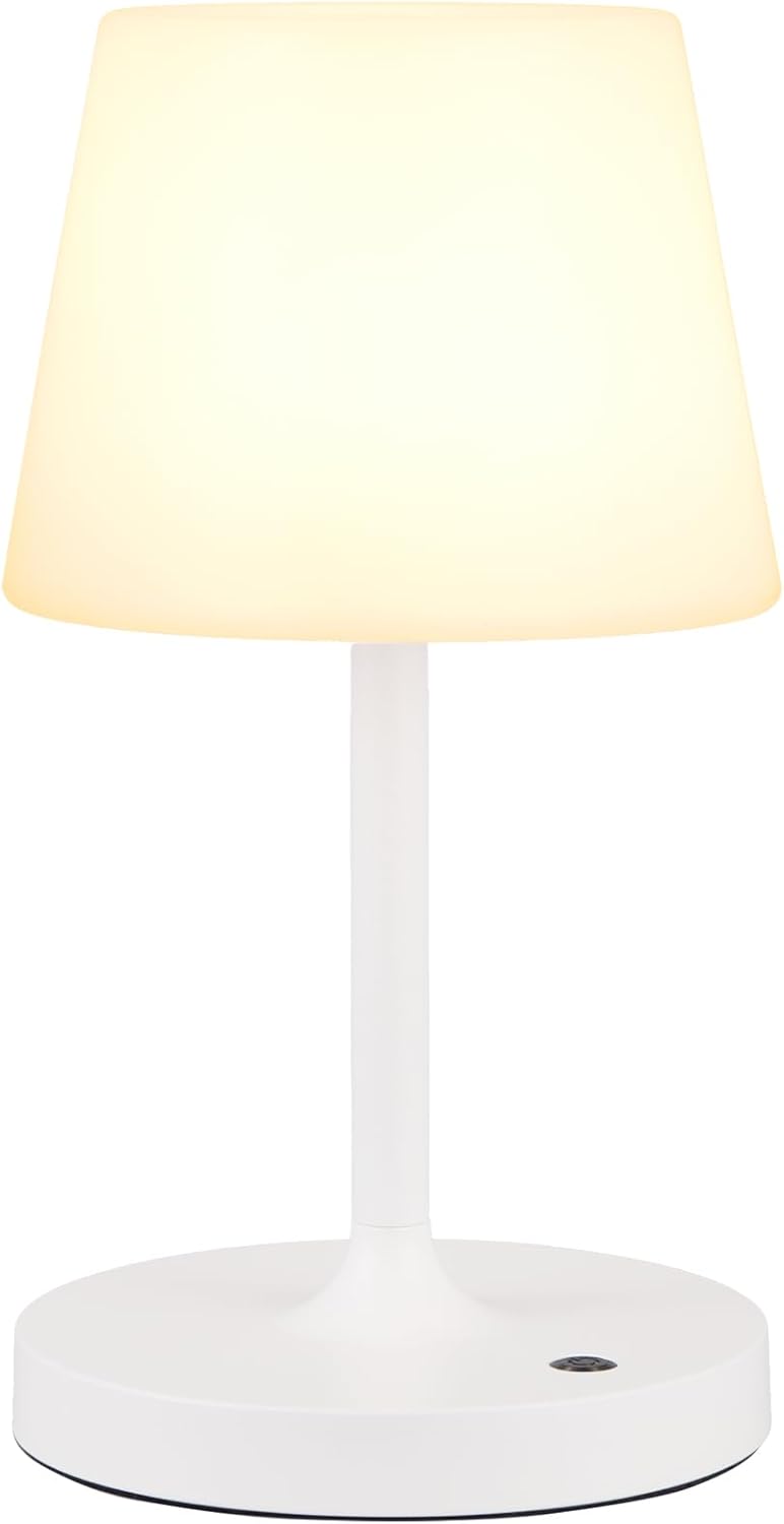 Kakanuo White Cordless Shower Lamp Waterproof, Rechargeable Table Lamp with 4000mAh Battery, Touch Dimmable Desk Light for Outdoor, Kitchen, Bathroom, Camping, Patio, IP54