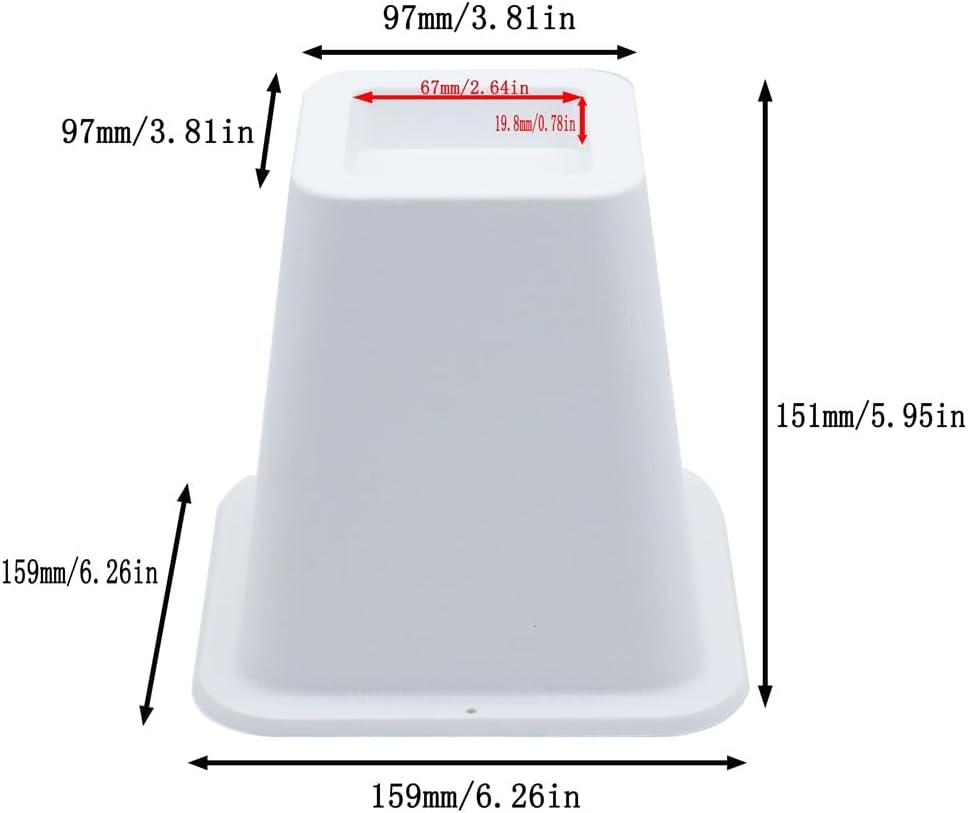 HomeRoots Adjustable Bed Furniture Risers, Heavy Duty Plastic 3", 5" or 8" White Risers for for Bed and Sofa - Set of 4 - Holds up to 1300LB